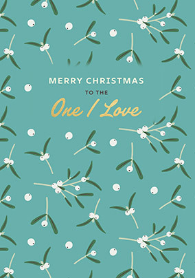 One I Love Mistletoe Print Christmas Card