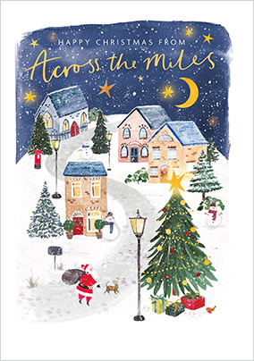 Winter Town Happy Christmas From Across The Miles Card