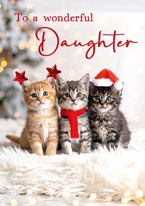 Photo of Festive Kittens Daughter Christmas Card