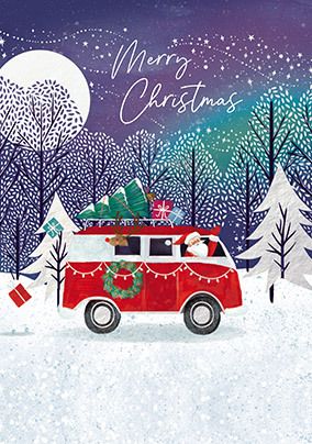 Photo of Santa in Campervan Christmas Card