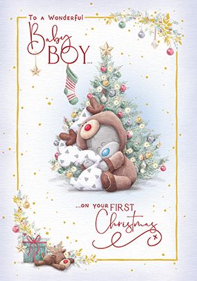 Photo of Me To You Tiny Teddy Baby Boy First Christmas Card