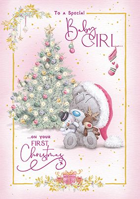 Photo of Me To You Tiny Teddy Baby Girl First Christmas Card