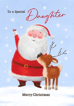 Photo of Special Daughter Santa Rudolph Christmas Card
