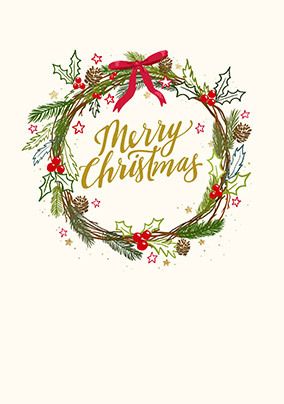 Photo of Sketched Wreath Christmas Card