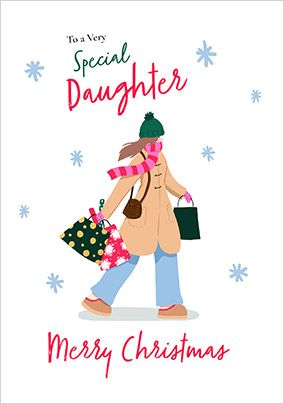 Photo of Special Daughter Shopping Christmas Card