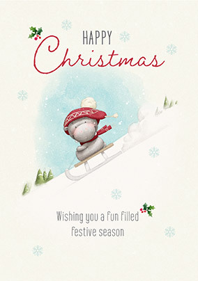 Hip Hip Hippo Fun Filled Festive Christmas Card