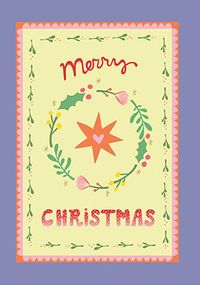 Tap to view Whimsical Illustrated Wreath Christmas Card