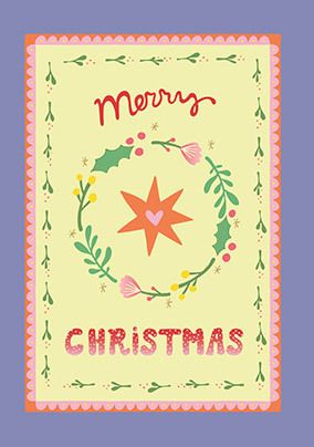 Photo of Whimsical Illustrated Wreath Christmas Card