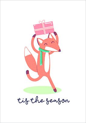 Photo of Tis The Season Cute Fox Christmas Card