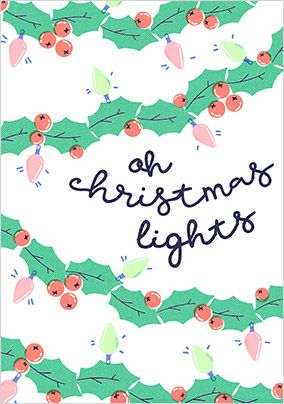 Photo of Holly Christmas Lights Christmas Card