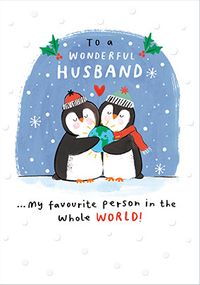 Tap to view Wonderful Husband Penguins Christmas Card