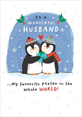 Photo of Wonderful Husband Penguins Christmas Card