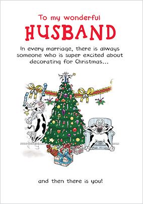 Photo of Funny Farms Excited Husband Christmas Card