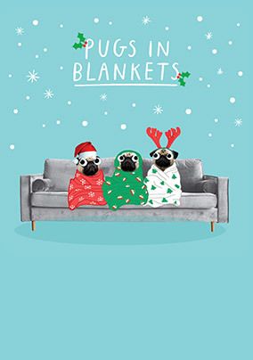 Photo of Pugs In Blanket Christmas Card