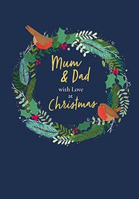 Tap to view Robin Wreath Mum & Dad Christmas Card