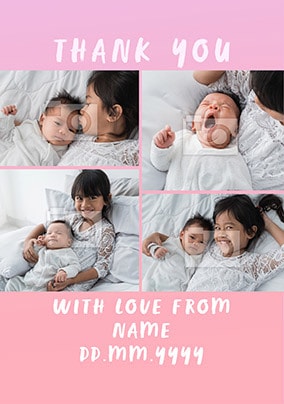 Thank You New Baby Girl Personalised Photo Card