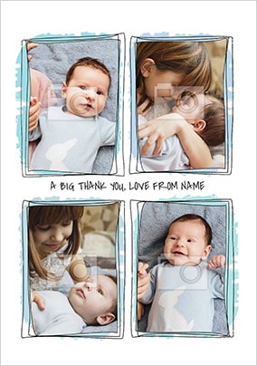 New Baby Thank You blue Personalised Card