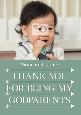 Thank You Godparents Christening Photo Card