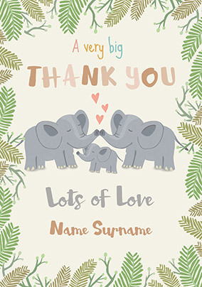 New Baby Peppermint Jungle Thank You Card