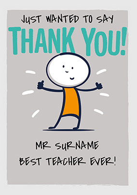 Thank You Best Teacher Personalised Card