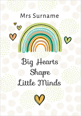 Big Hearts Personalised Thank You Teacher Card