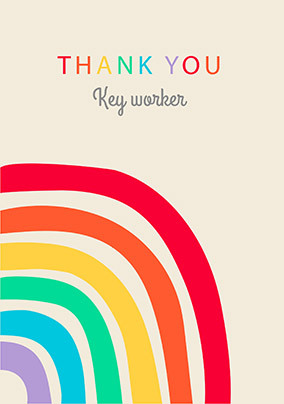 Thank You Key Worker Rainbow Personalised Card