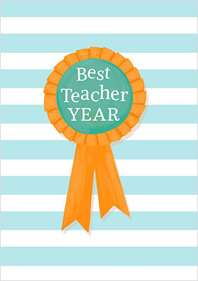 Best Teacher Rosette Personalised Card