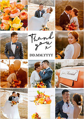 Date and Day Thank You Wedding Card