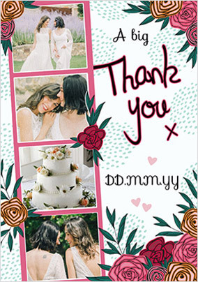 Floral Wedding Thankyou Photo Card