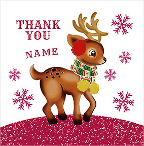 Thank You Reindeer Personalised Christmas Card