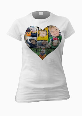 Personalised Multi Photo Heart Women's T-Shirt