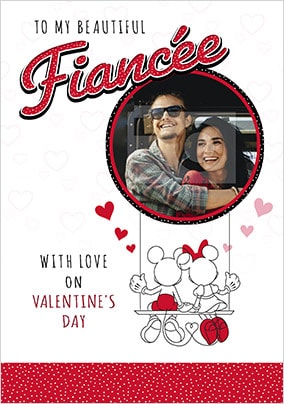 Mickey and Mouse Fiancée Valentines Photo Card