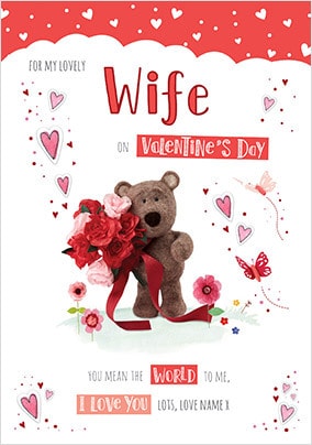 Barley Bear Wife Valentine's Personalised Card