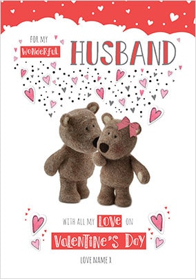 Barley Bear Husband Valentine's Personalised Card
