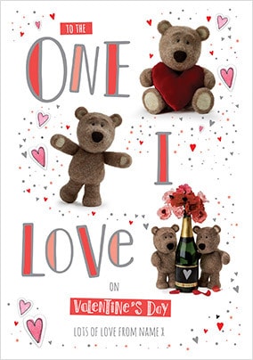 Barley Bear One I Love Valentine's Personalised Card
