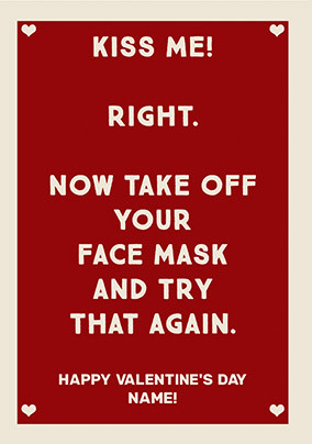 Face Mask Valentine's Personalised Card