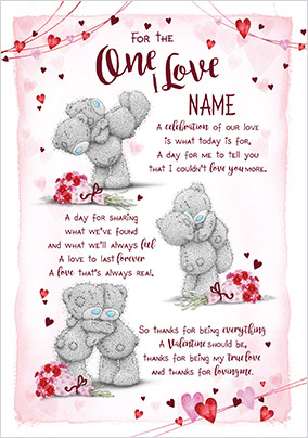 Me To You - One I Love Personalised Valentine's Card