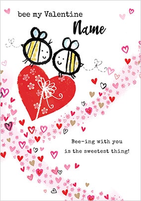 Bee My Valentine Personalised Card