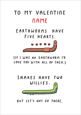 Valentine Earthworms Card