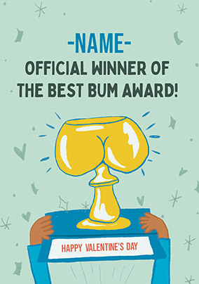 Best Bum Award Personalised Valentine Card