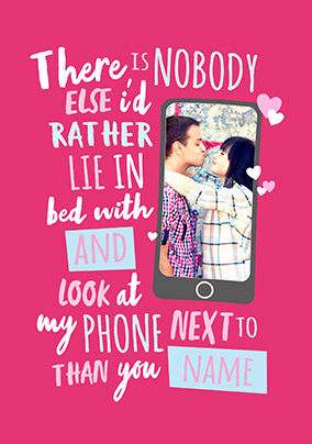 Bed and Phone Photo Card