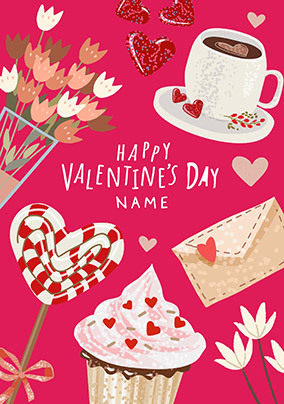 Tea & Cupcakes Personalised Giant Valentine's Card
