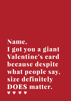 Size Does Matter Personalised Valentine's Card