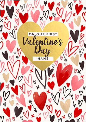 Hearts Personalised First Valentine Card