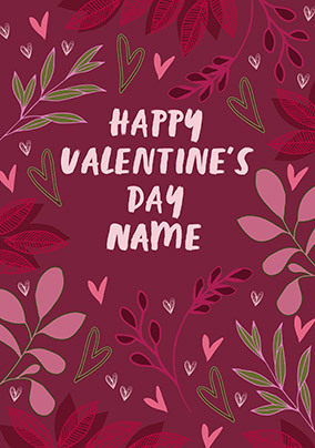 Valentine's Day Foliage Personalised Card