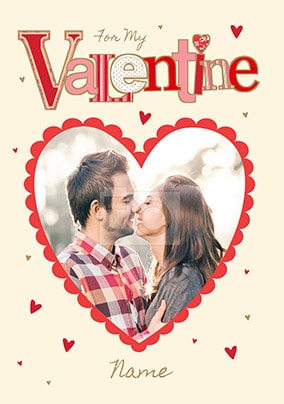 For My Valentine Photo Heart Card