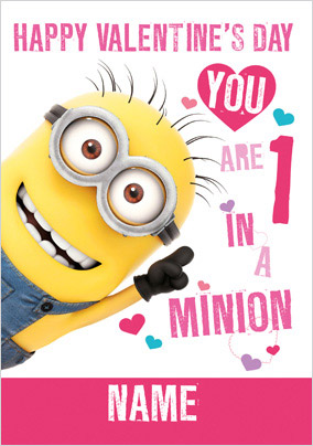 One in a Minion Valentine's Card - Despicable Me 2