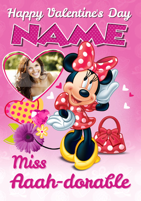 Disney Minnie Mouse Photo Valentine's Card - Miss Aaah-dorable