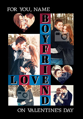 Boyfriend Valentine's Day Coloured Blocks Photo Card - Essentials