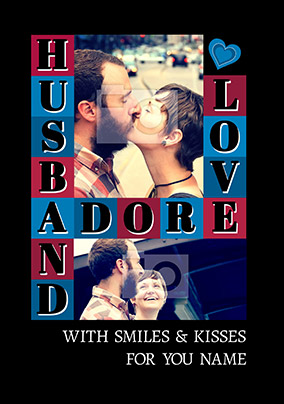 Husband Valentine's Day Coloured Blocks Photo Card - Essentials